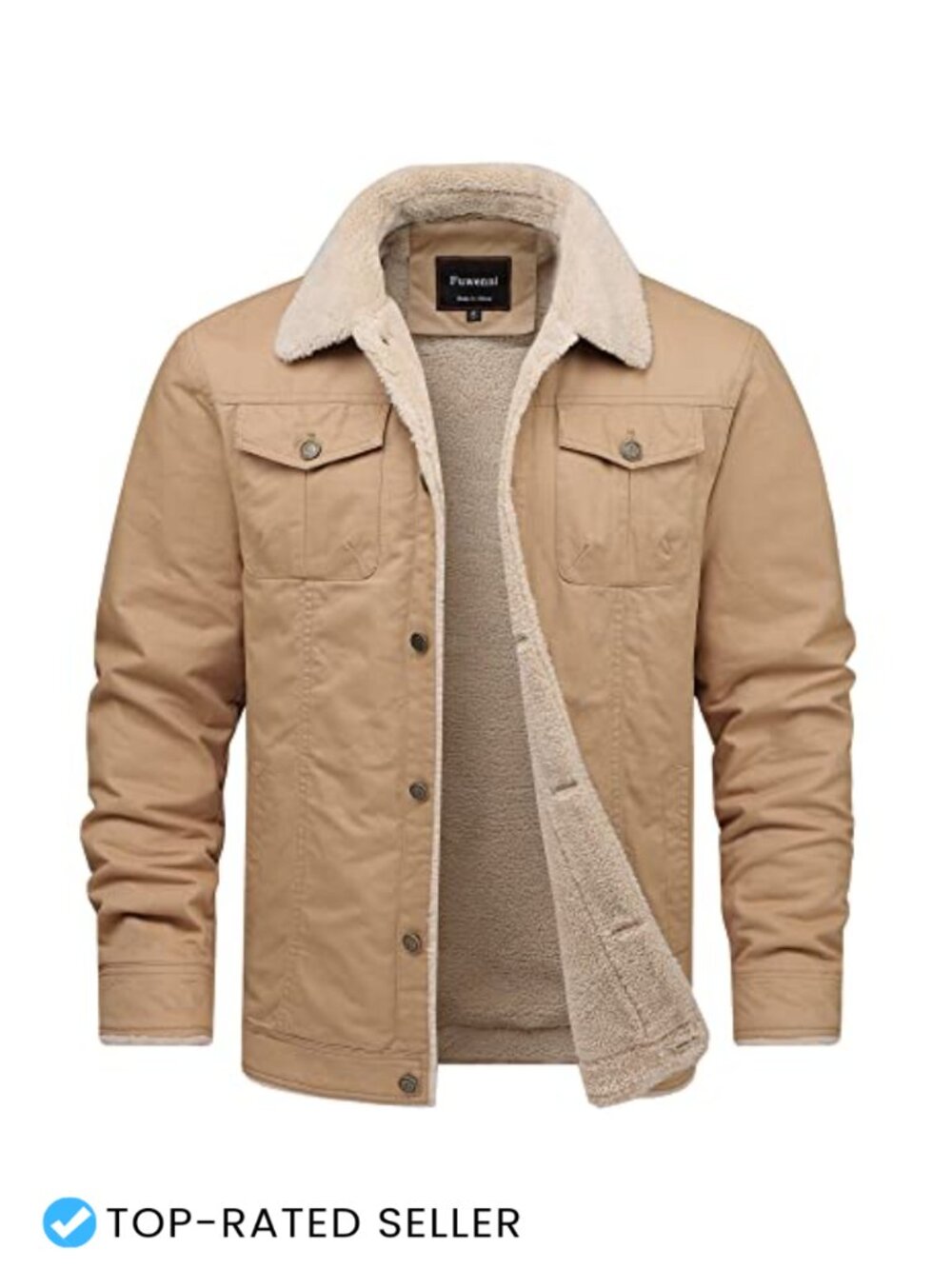 Men's Sherpa Lined Fleece Military Cargo Jacket Cotton Outerwear Coat